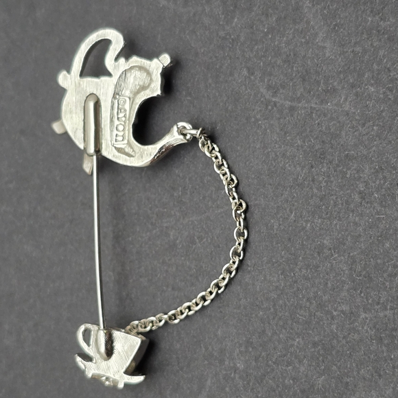 Avon Silver Teapot Chain And Cup Brooch - Picture 3 of 6
